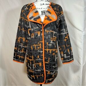 NWT SPANNER Novia Quilted Jacket Women’s 6 Wool Lining Black Gray & Tangerine‎